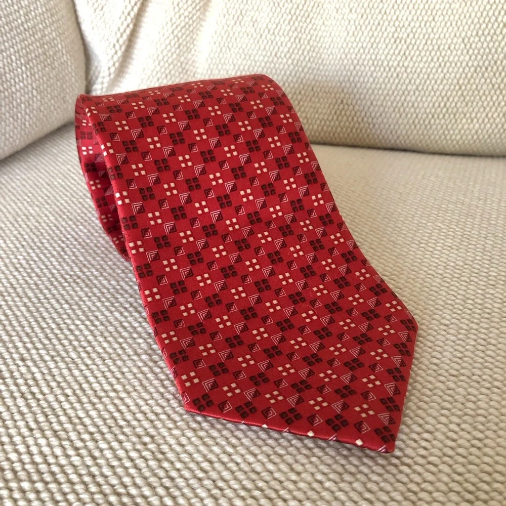 Ermenegildo Zenga red square patterned tie silk
